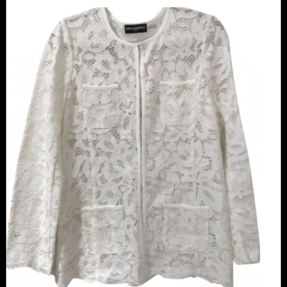 Karl Lagerfeld Ivory Lace Blouse
